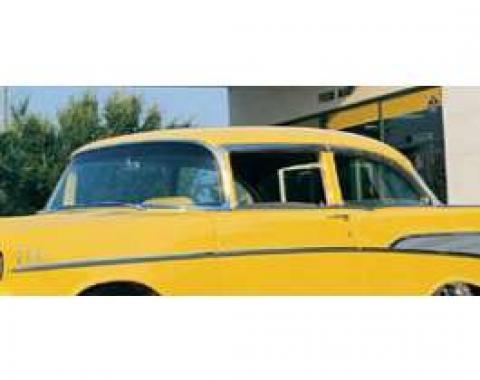 Chevy Door Glass For Vent Window Delete, Clear, 2-Door Sedan Or Wagon, Delivery, 1955-1957