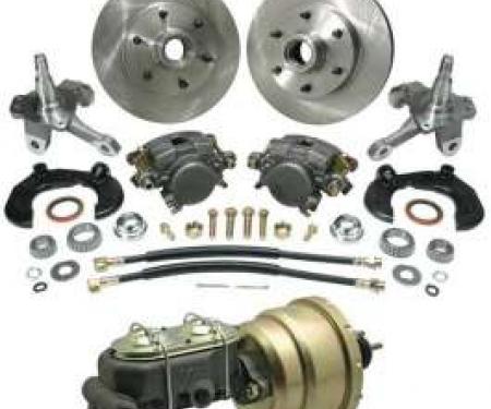 Chevy Power Front Disc Brake Kit, With Chevy Bolt Pattern &2 Drop Spindles, For Mustang II, 1949-1954