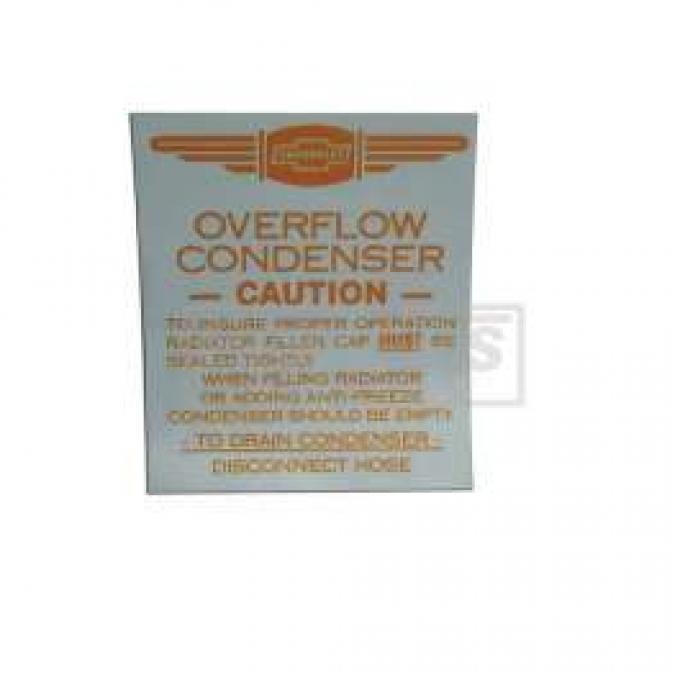 Chevy Radiator Overflow Tank Decal, 1949-1954