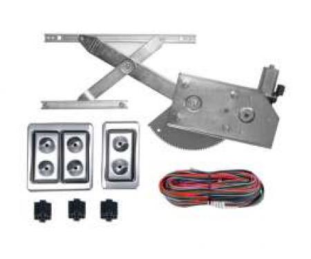 Chevy Power Window Kit, 2 Or 4-Door, Front Door Only, With Lighted Billet Switches, 1953-1954