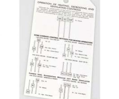 Chevy Deluxe Heater Instruction Tag, 1953-1954