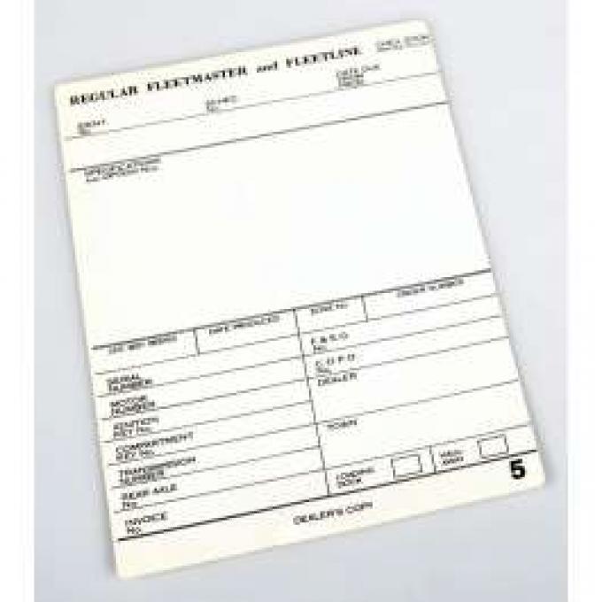 Chevy Factory Build Sheet, 1949-1952