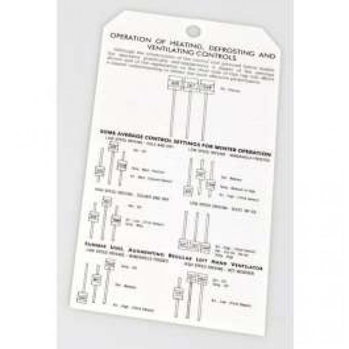 Chevy Deluxe Heater Instruction Tag, 1953-1954