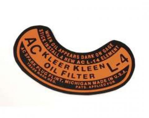 Chevy Oil Filter Decal, L-4, AC, 1949-1954