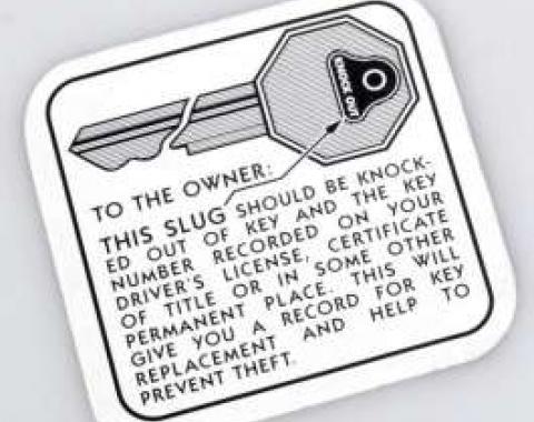 Chevy Glove Box Key Instruction Decal, 1949-1954