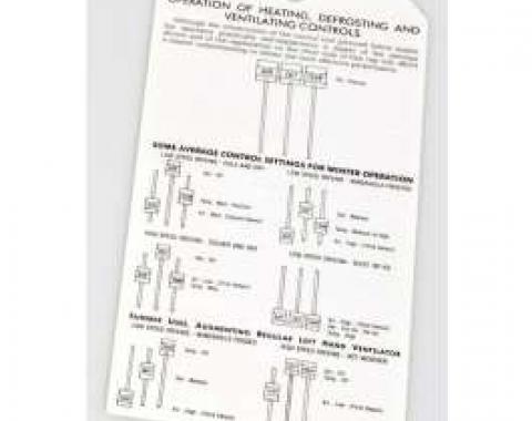 Chevy Deluxe Heater Instruction Tag, 1953-1954