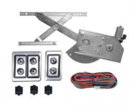 Chevy Power Window Kit, 2 Or 4-Door, Front Door Only, With Lighted Billet Switches, 1953-1954