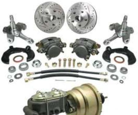 Chevy Power Front Disc Brake Kit, With Ford Bolt Pattern, Drilled & Slotted Rotors, For Mustang II, 1949-1954