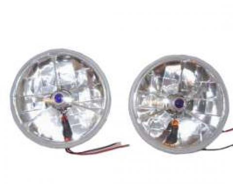 Chevy Headlights, Blue Dot Tri-Bar H-4 Halogen With Turn Signals, 1949-1954