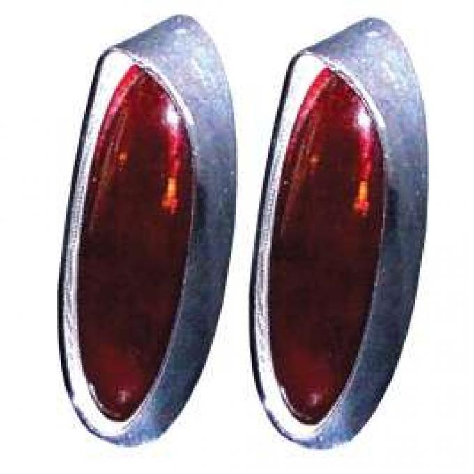 Chevy Custom Taillight Lenses, One-Piece, Shallow, 1954