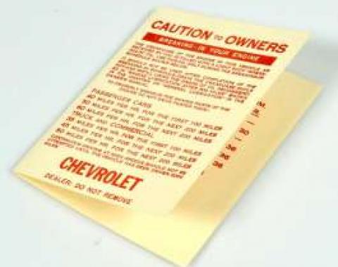 Chevy Engine Break-In Folder, 1953-1954