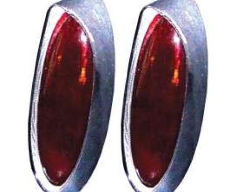 Chevy Custom Taillight Lenses, One-Piece, Shallow, 1954