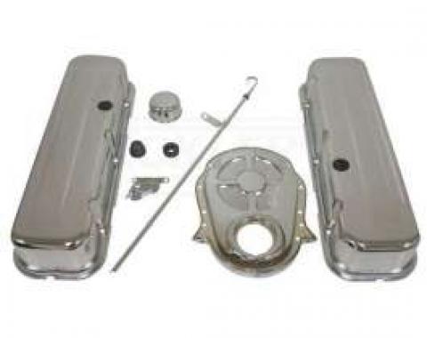 Early Chevy Big Block Chrome Engine Dress Up Kit With Short Smooth Style Valve Covers