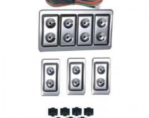 Chevy Power Window Switches, With Wiring, 2 Or 4-Door, 4-Windows, Lighted Billet, 1949-1954