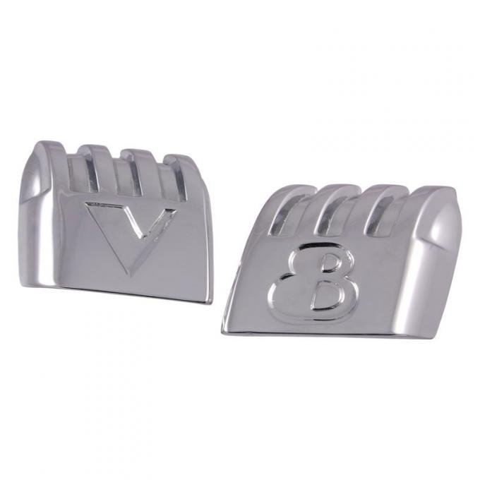 Dennis Carpenter Front Hood V8 Emblems - 1940 Ford Truck     01A-16604-PR
