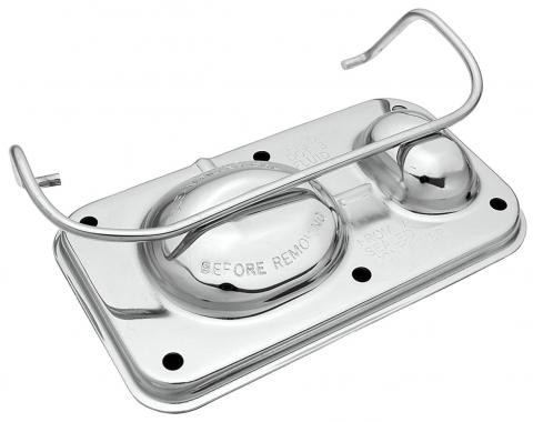 Redline Restomotive Brake Master Cylinder Cover, Power Or Manual, 5-5/8" x 3", Chrome