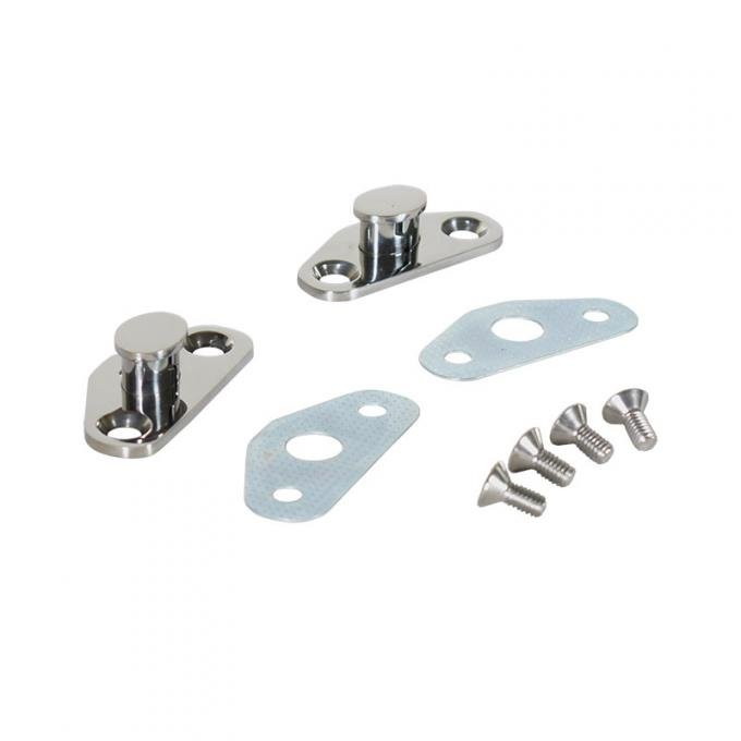 Dennis Carpenter Door Striker Plates - (pair) Right and Left - 1968-77 Ford Bronco, 1965-71 Ford Car C5AZ-6222008-SS