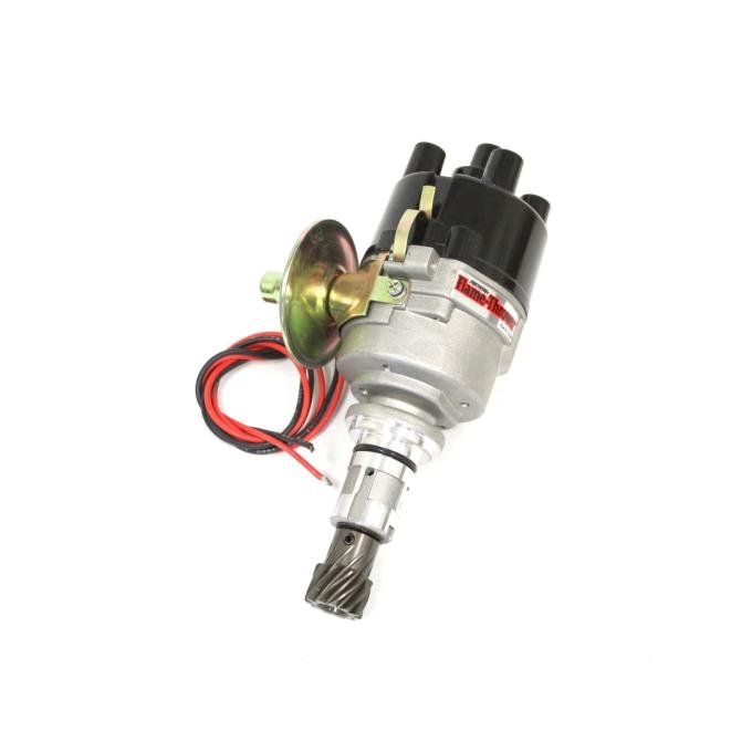 Pertronix Stock Look Distributor for Ford X-Flow 4 Cylinder Engines (Ignitor) with Vacuum / Mechanical Advance, Top Exit / 12V Negative D196600