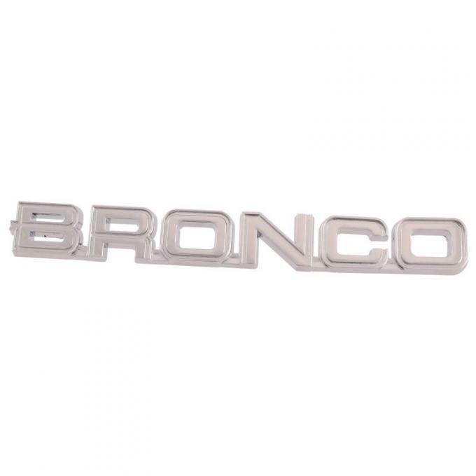 Dennis Carpenter Fender Script - Chrome Plastic - "BRONCO" - 1982-86 Ford Bronco E2TZ-16098-A