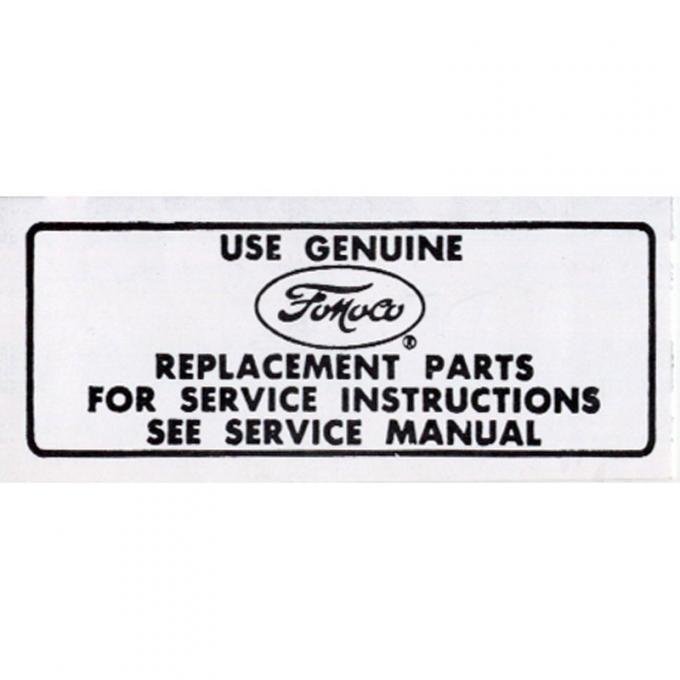 Dennis Carpenter Decal - Air Cleaner Service Instructions - 1967-75 Ford Truck, 1965-68 Ford Car   DF-149