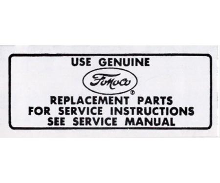 Dennis Carpenter Decal - Air Cleaner Service Instructions - 1967-75 Ford Truck, 1965-68 Ford Car   DF-149