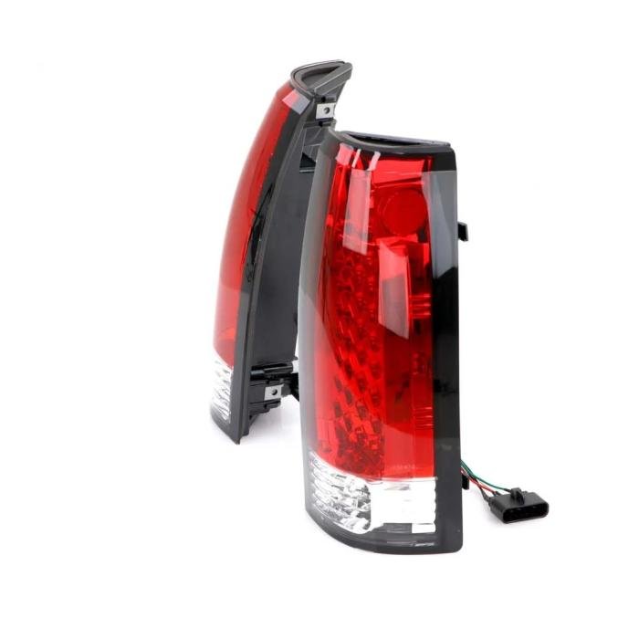 AMD Tail Light Assemblies, Pair, Red and Clear, 16 Red LED, 88-98 Chevy ...