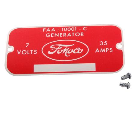 Dennis Carpenter Tag - Generator - 1948-53 Ford Truck, 1948-53 Ford Car CC-101