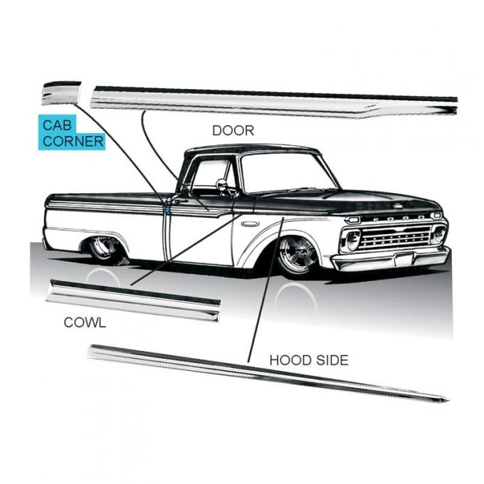 Dennis Carpenter Cab Molding - 1965-66 Ford Truck     C5TZ-8142316-PR