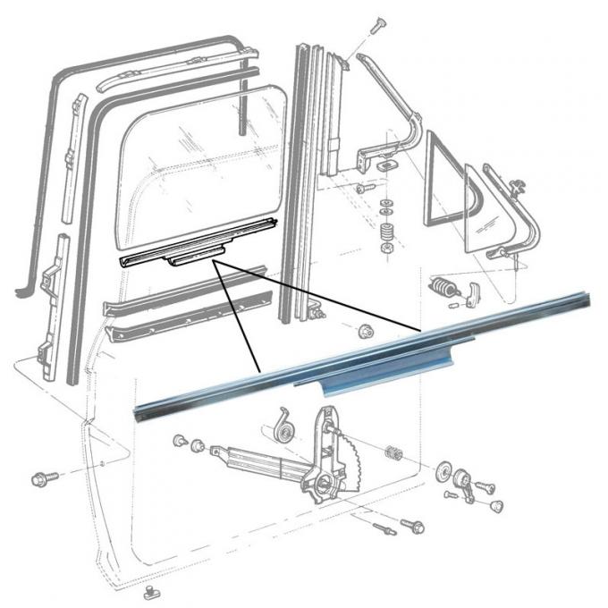 Dennis Carpenter Door Glass Lift Channel - Left - 1973-79 Ford Truck, 1978-79 Ford Bronco D9TZ-1021459-A