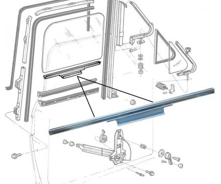 Dennis Carpenter Door Glass Lift Channel - Left - 1973-79 Ford Truck, 1978-79 Ford Bronco D9TZ-1021459-A