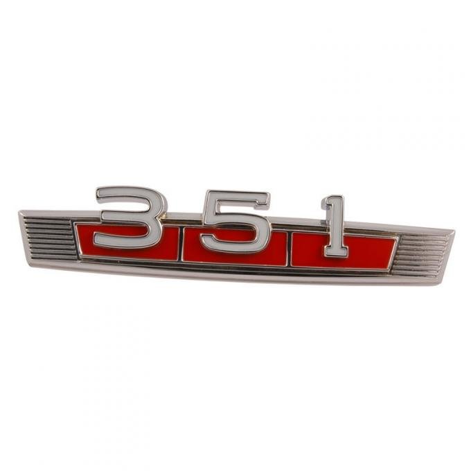 Dennis Carpenter Front Fender Emblem - 351 - Red - 1966-77 Ford Bronco    C9GZ-16228-R
