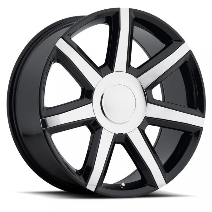 Factory Reproductions Escalade Luxury Wheels 22X9 6X5.5 +31 HB 78.1 2015 Escalade Luxury Gloss Black With Chrome Inserts With Cap FR Series 56 56290316512