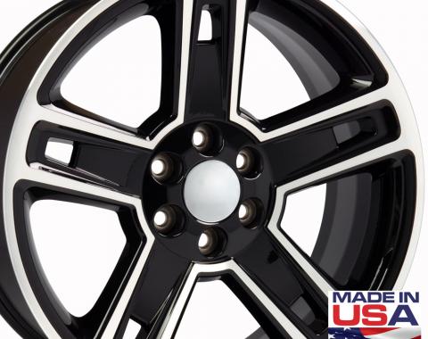 22" Fits Chevrolet - Silverado Wheel - Black Machined Face 22x9