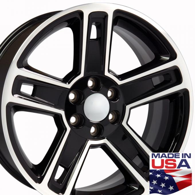 22" Fits Chevrolet - Silverado Wheel - Black Machined Face 22x9