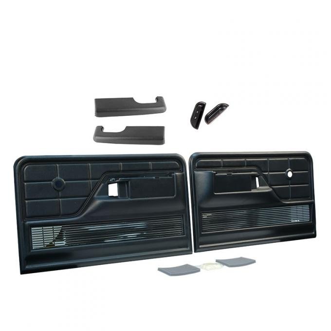 Dennis Carpenter Door Panels Kit - XLT - Black  - 1973-79 Ford Truck, 1978-79 Ford Bronco D3TZ-1023942-XKT