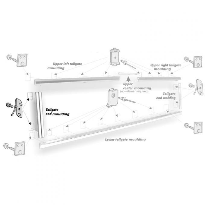 Dennis Carpenter Tailgate Side Molding with retainer - 1967-72 Ford Truck C7TZ-9942570-A