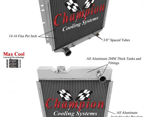 Champion Cooling 2 Row All Aluminum Radiator Made With Aircraft Grade Aluminum BLEM EC251