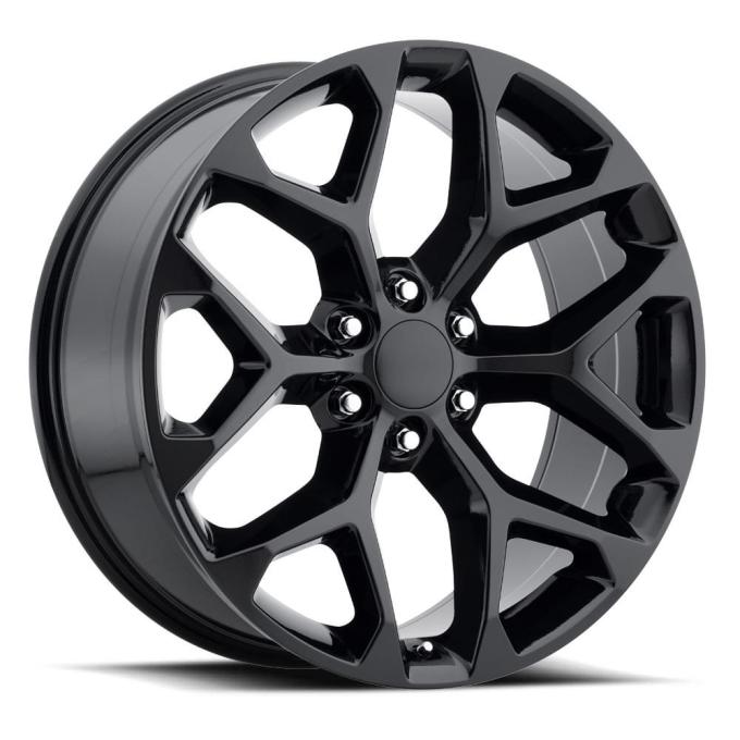 Factory Reproductions FR 59 &ndash; Chevrolet Truck Snowflake Replica Wheels 24x10 6x5.5 +24 HB 78.1 2014 Chevy Snowflake Gloss Black with Cap 59410246502