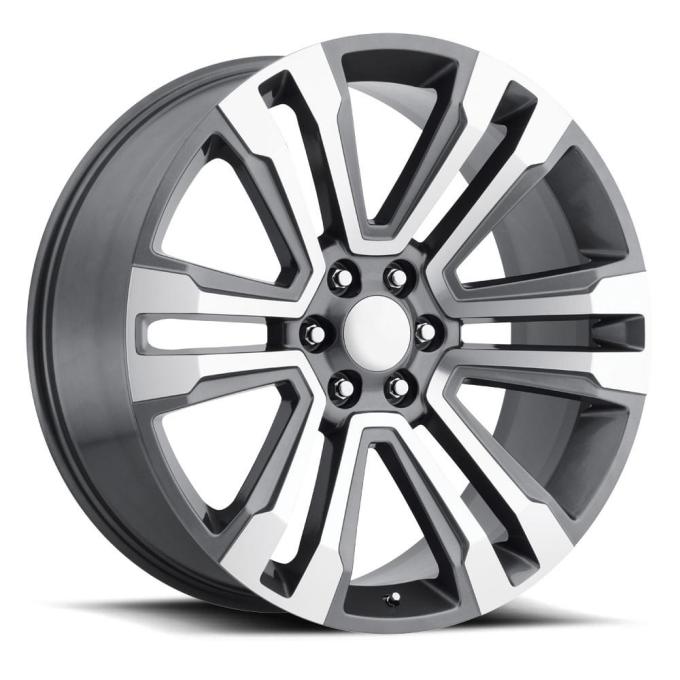 Factory Reproductions FR 72 &ndash; Escalade Replica Wheels 22x9 6x5.5 +24 HB 78.1 2017 GMC Denali Grey Machine Face with Cap 72290246510