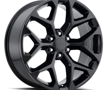 Factory Reproductions FR 59 &ndash; Chevrolet Truck Snowflake Replica Wheels 24x10 6x5.5 +24 HB 78.1 2014 Chevy Snowflake Gloss Black with Cap 59410246502