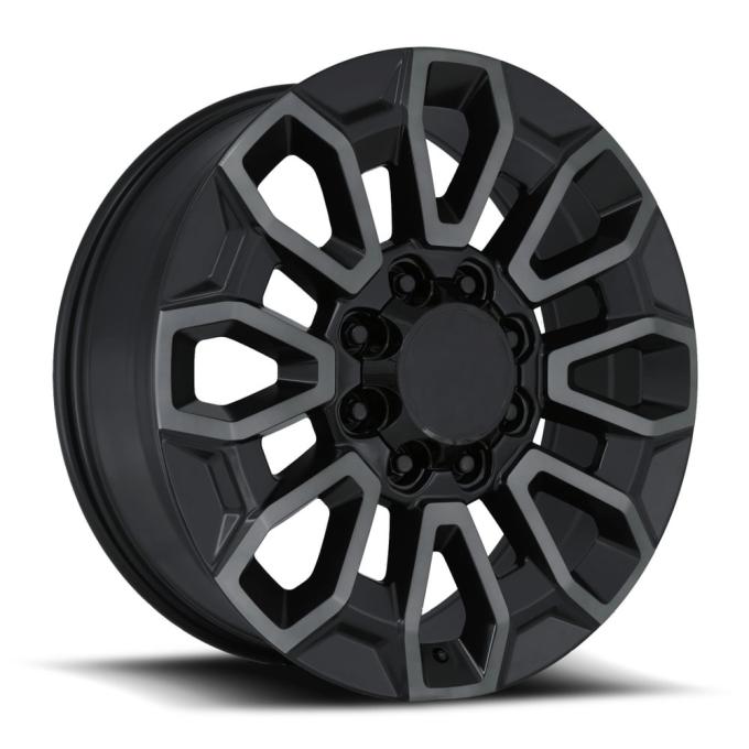 Factory Reproductions FR 277 &ndash; Chevrolet High Country 2500 Replica Wheels Fr277 22x8.5 8x180 +44 HB 124.1 Chev High Country 2500 Satin Black w/ Dark Clear 277285448037