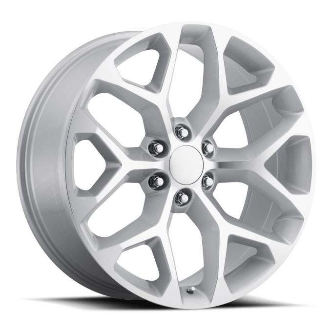Factory Reproductions FR 59 &ndash; Chevrolet Truck Snowflake Replica Wheels 26x10 6x5.5 +24 HB 78.1 2014 Chevy Snowflake Silver Machine Face with Cap 59610246509