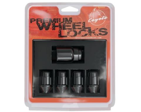 Factory Reproductions Lock Set Lockset - 12mm x1.50 (1.38") Bulge Acorn Black - 4pcs+Key (741145blk) L-LO12150B