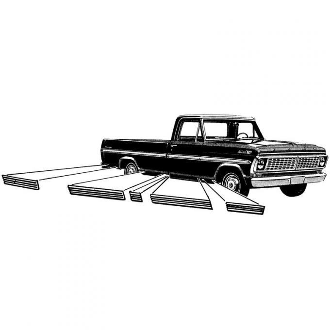 Dennis Carpenter Rocker Molding Set - Short Bed - 1967-72 Ford Truck C7TZ-9910176-SB