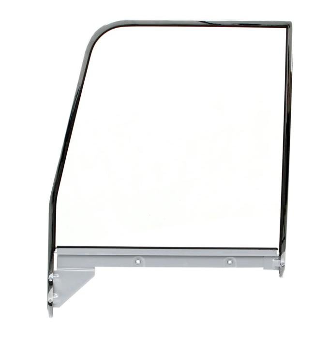 AMD Door Glass Assembly w Chrome Trim, Clear, LH, 55-59 Chevy GMC Truck X550-4055-1L