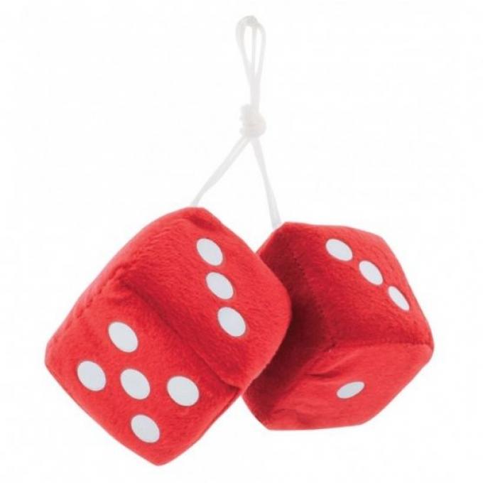 United Pacific 3" X 3" Classic Fuzzy Dice, Red (Pair) C5038R