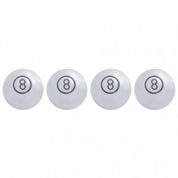 United Pacific Chrome Large "8" Ball Valve Caps (4 Pack) 69978