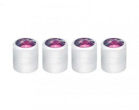 United Pacific Chrome Round Valve Caps w/ Purple Diamond (4 Pack) 70057