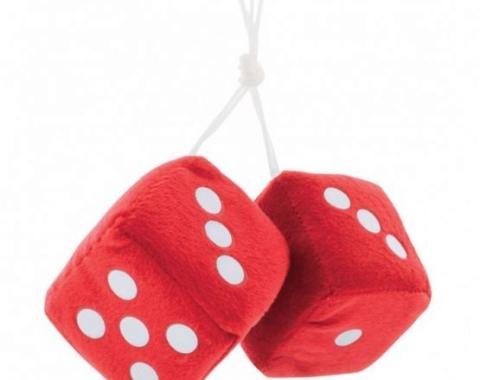 United Pacific 3" X 3" Classic Fuzzy Dice, Red (Pair) C5038R