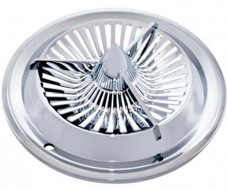 United Pacific 15" Chrome Plated Polara Tri-Bar Hubcap (4/Set) C5055